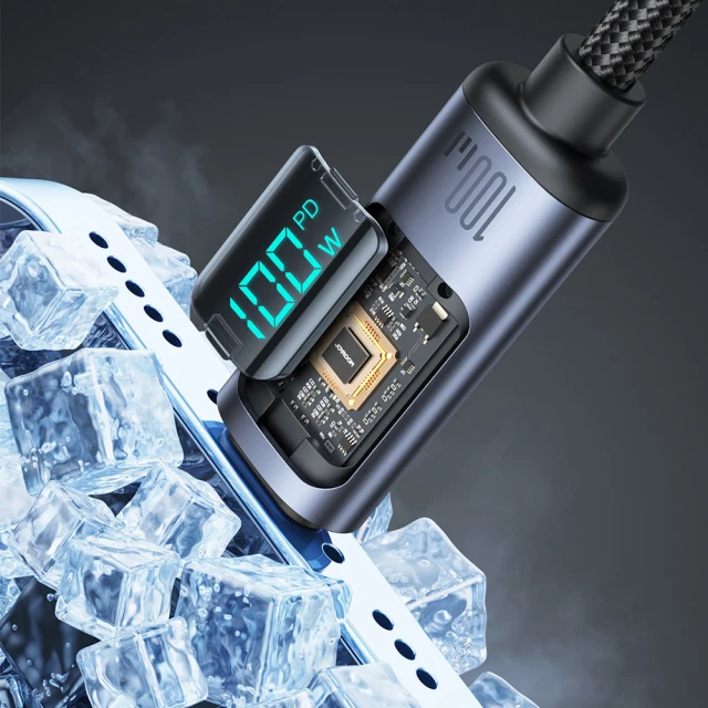 Кабель Joyroom Prism Series Digital Display USB-C to USB-C 1.2m 100W Black (S-CC100A16)