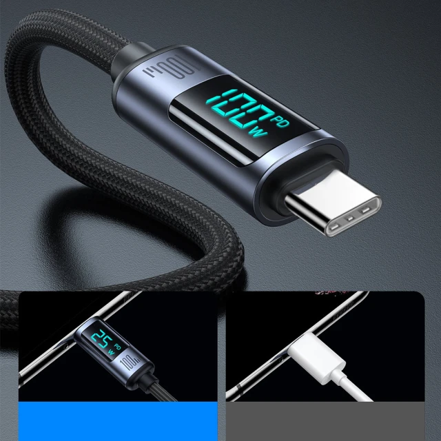 Кабель Joyroom Prism Series Digital Display USB-C to USB-C 1.2m 100W Black (S-CC100A16)