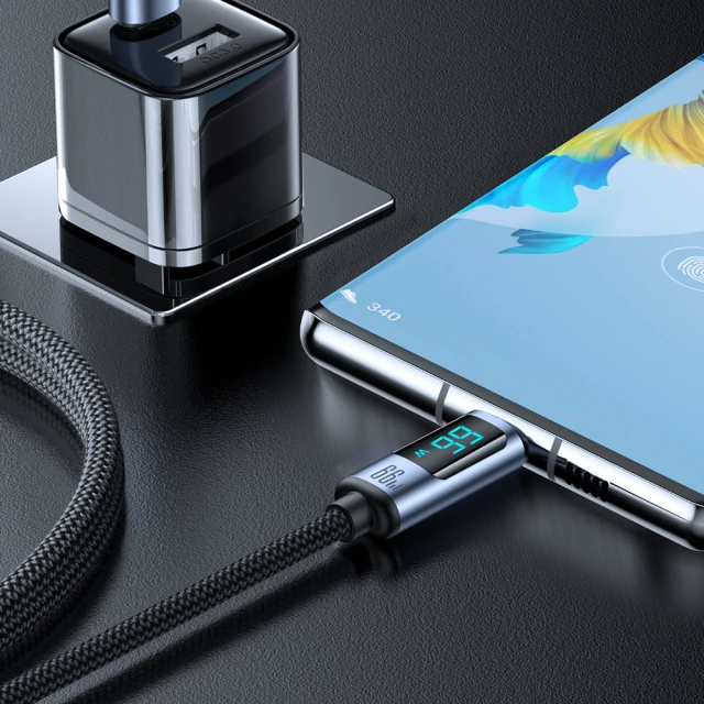Кабель Joyroom Prism Series Digital Display USB-C to USB-A 1.2m 66W Black (S-AC066A16)