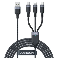 Кабель Joyroom Multi-Use Series 3in1 USB-A to Lightning| USB-C | Micro-USB 1.2m Black (S-1T3018A18)