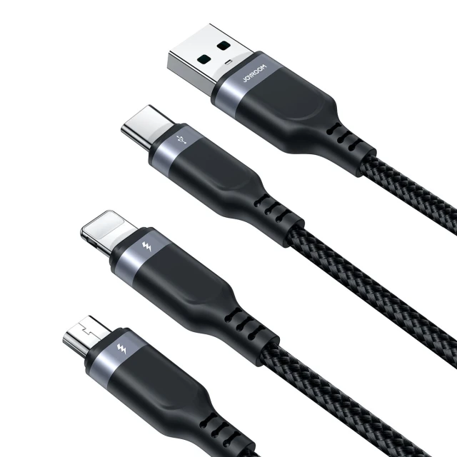 Кабель Joyroom Multi-Use Series 3in1 USB-A to Lightning| USB-C | Micro-USB 1.2m Black (S-1T3018A18)