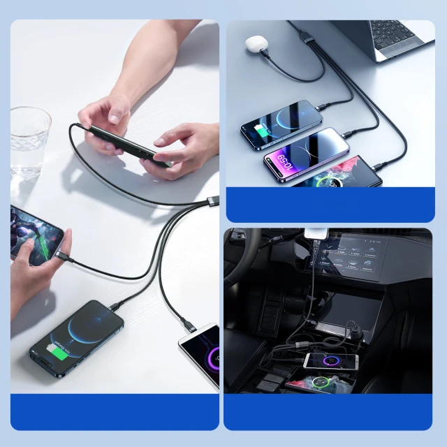 Кабель Joyroom 4-in-1 USB-A to USB-C/2xLightning/Micro-USB 1.2m Black (S-1T4018A18l)