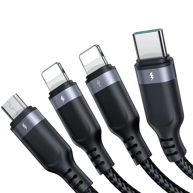 Кабель Joyroom 4-in-1 USB-A to USB-C/2xLightning/Micro-USB 1.2m Black (S-1T4018A18l)