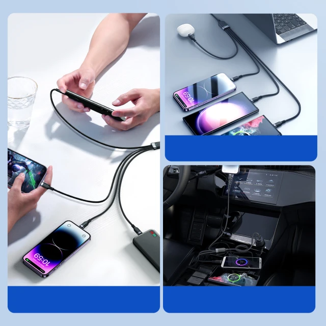 Кабель Joyroom 4-in-1 USB-A to 2xUSB-C/Lightning/Micro-USB 1.2m Black (S-1T4018A18c)