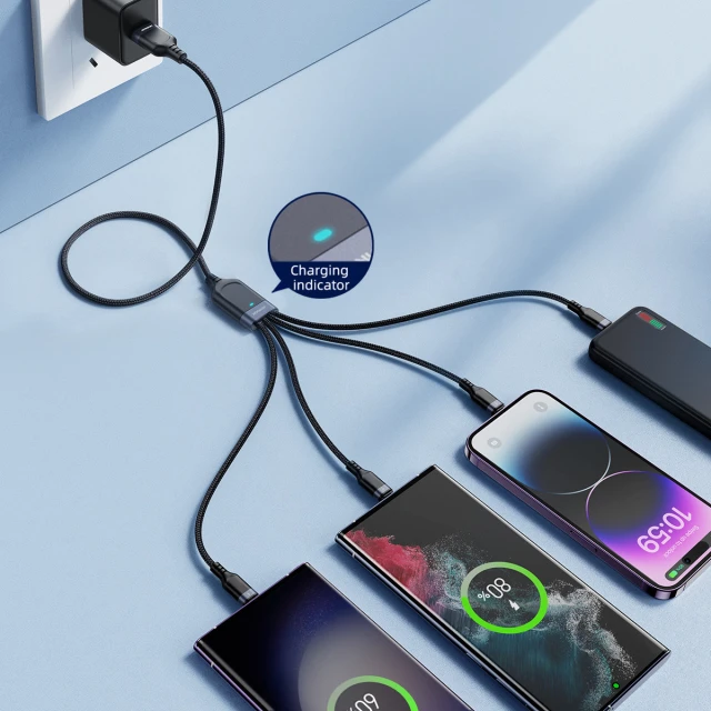 Кабель Joyroom 4-in-1 USB-A to 2xUSB-C/Lightning/Micro-USB 1.2m Black (S-1T4018A18c)