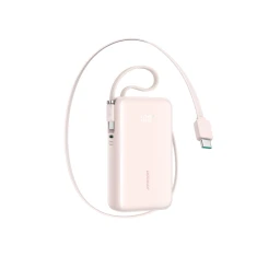 Powerbank Joyroom JR-PR2L 10000mAh 35W з вбудованим кабелем USB-C і кабелем-шнурком USB-C Рожевий (6956116762162)
