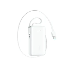 Powerbank Joyroom JR-PR2L 10000mAh 35W з вбудованим кабелем USB-C і кабелем-шнурком Lightning Білий (6956116762308)