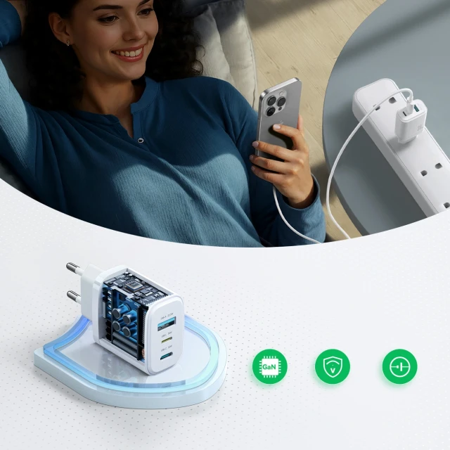 Зарядное устройство сетевое Joyroom GaN 30W White (6956116762803)