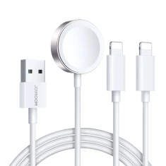 Зарядний кабель Joyroom USB-A to Apple Watch Charger/2хLightning 1.2 m White (S-IW007 White)