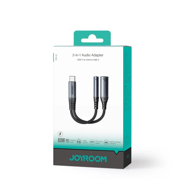 Адаптер Joyroom DAC USB-C to USB-C/Mini Jack 3.5 mm Black (SY-C02)