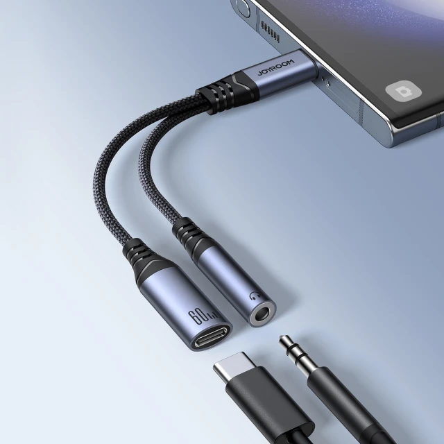 Адаптер Joyroom DAC USB-C to USB-C/Mini Jack 3.5 mm Black (SY-C02)