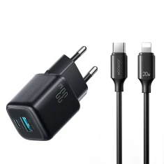Зарядное устройство Joyroom JR-TG7 33W USB-A + USB-C с кабелем 30W USB-C - Lightning 1m Black (6956116780852)