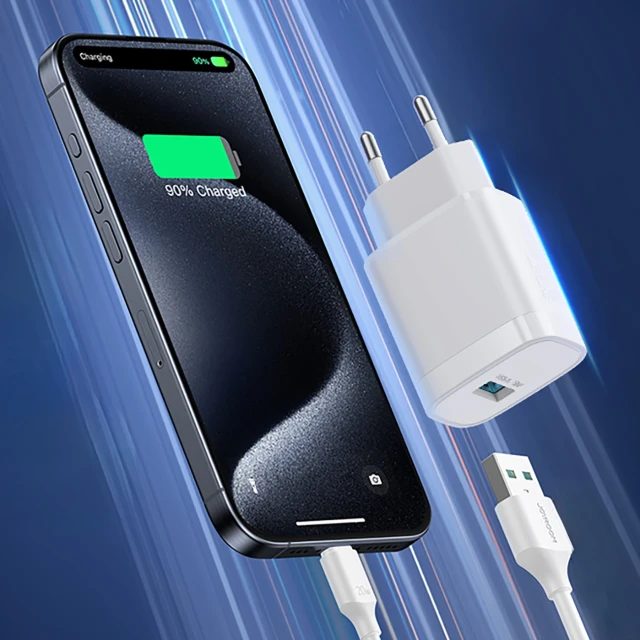 Сетевое зарядное устройство Joyroom JR-TF4 18W с кабелем 3A USB-A - USB-C 1m White (6956116780906)
