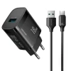 Мережевий зарядний пристрій Joyroom JR-TF4 18W з кабелем 3A USB-A - USB-C 1m Black (6956116780913)
