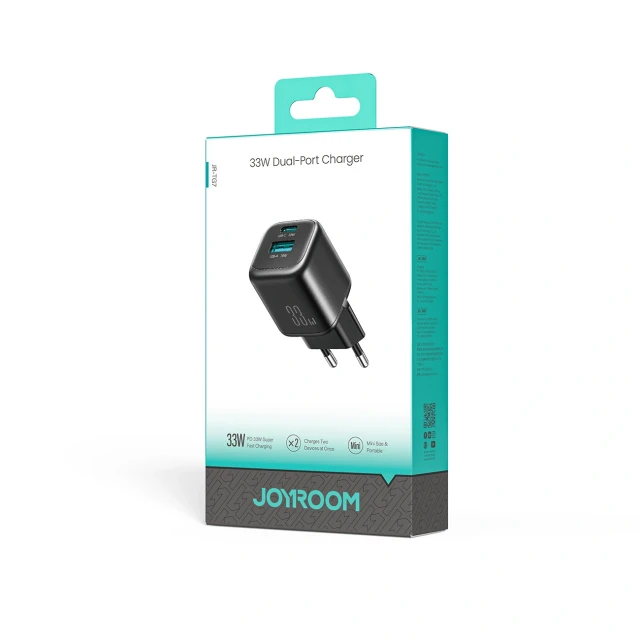 Мережевий зарядний пристрій Joyroom JR-TG7 33W USB-A + USB-C Black (6956116781149)