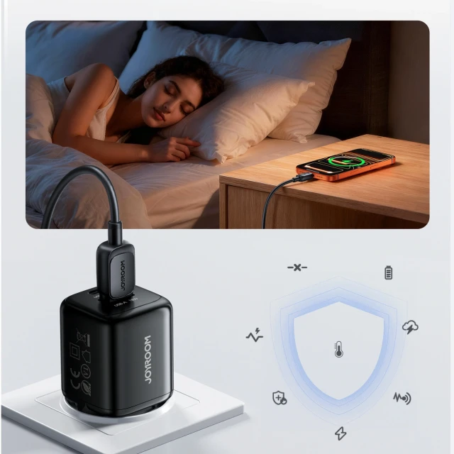 Мережевий зарядний пристрій Joyroom JR-TG7 33W USB-A + USB-C Black (6956116781149)