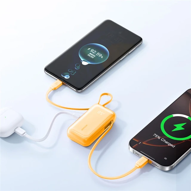 Powerbank Joyroom 35W 10000mAh з вбудованими кабелями USB-C Orange (6956116781989)