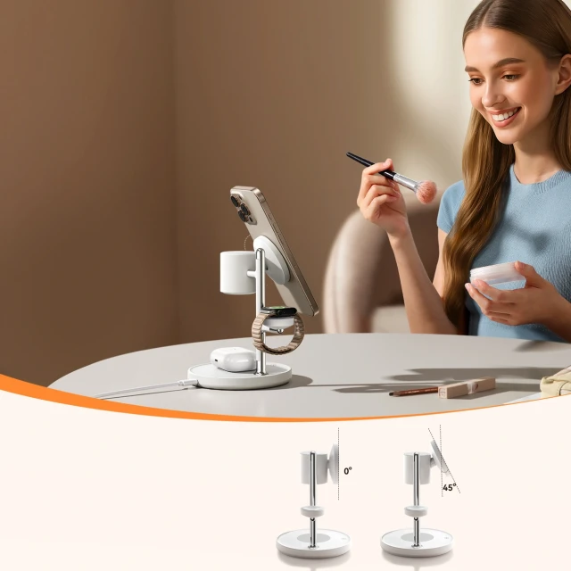 Беспроводная зарядка Joyroom JR-W23 Qi2 4-в-1 Белая (6956116782191)