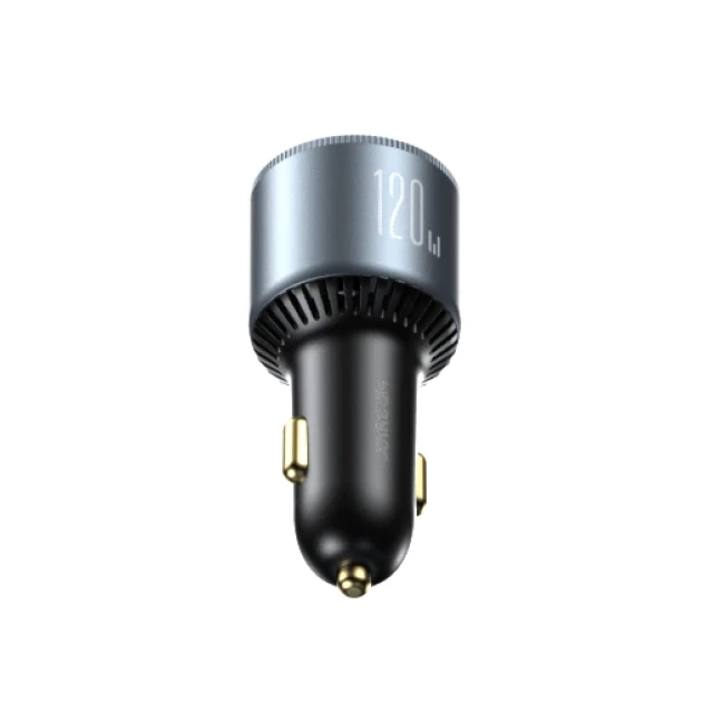Автомобільний зарядний пристрій Joyroom 120W 2xUSB-C/USB-A with USB-C to USB-C Cable 100W Dark Grey (JR-CCN07)