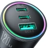 Автомобільний зарядний пристрій Joyroom 120W 2xUSB-C/USB-A with USB-C to USB-C Cable 100W Dark Grey (JR-CCN07)