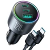 Автомобільний зарядний пристрій Joyroom 120W 2xUSB-C/USB-A with USB-C to USB-C Cable 100W Dark Grey (JR-CCN07)