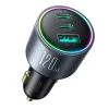 Автомобільний зарядний пристрій Joyroom 120W 2xUSB-C/USB-A with USB-C to USB-C Cable 100W Dark Grey (JR-CCN07)
