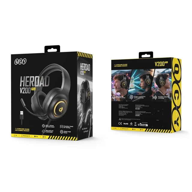 Навушники ігрові QCY V200 Pro 7.1 дротові мікрофон знімний Black (6957141410929)