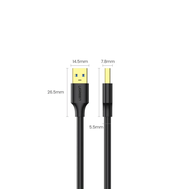 Кабель Ugreen USB-A to USB-A 0.5m Black (6957303800513)