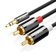 Кабель Ugreen AV116 AUX 3.5mm Jack to 2xRCA 1m Black (10749B)