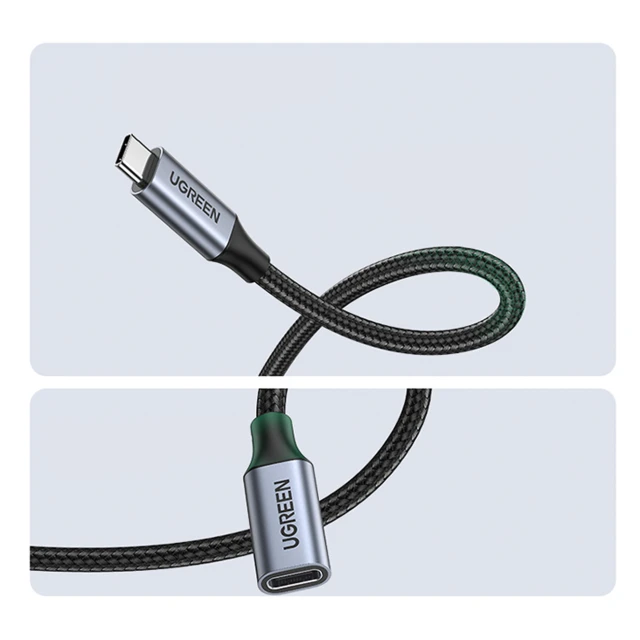 Кабель-подовжувач Ugreen USB-C (Male) to USB-C (Female) 10Gb/s 1m Grey (6957303802807)