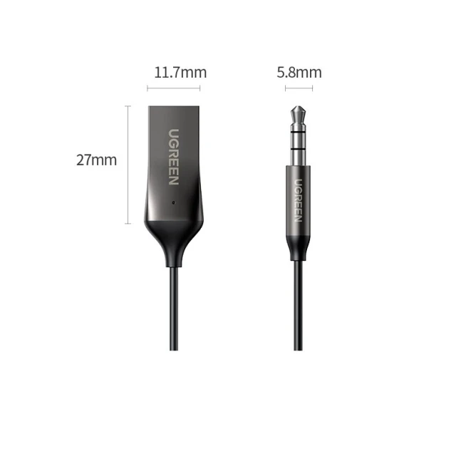 Аудіоадаптер Ugreen Bluetooth 5.0 USB-A to Mini Jack 3.5mm Black (6957303805440)