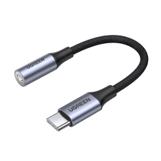 Адаптер Ugreen AV161 mini jack 3.5 mm / USB-C 10 cm сірий (AV161)