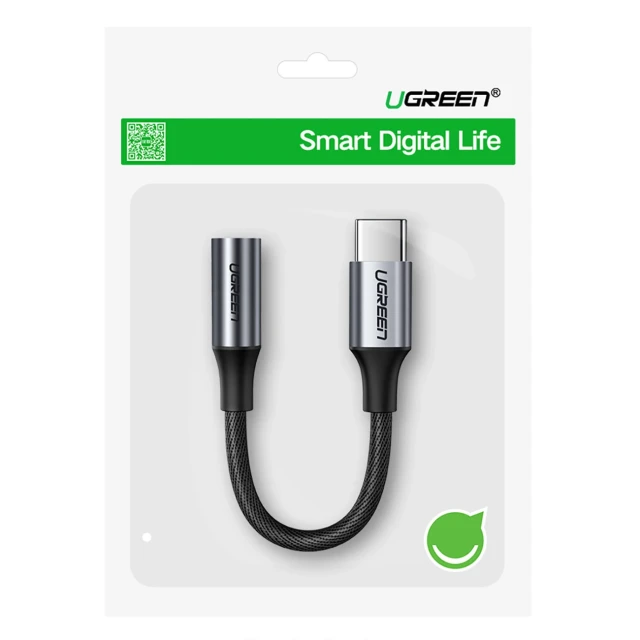 Адаптер Ugreen AV161 mini jack 3.5 mm / USB-C 10 cm сірий (AV161)