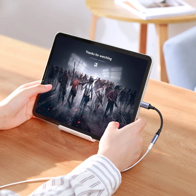 Адаптер Ugreen AV161 mini jack 3.5 mm / USB-C 10 cm сірий (AV161)