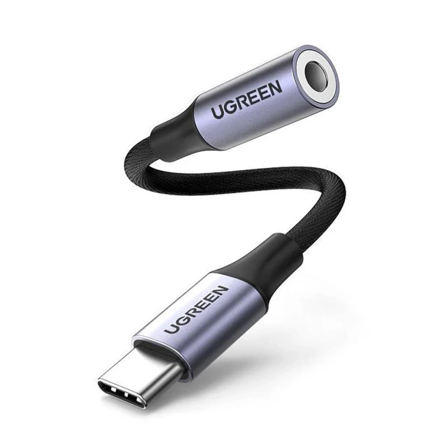 Адаптер Ugreen AV161 mini jack 3.5 mm / USB-C 10 cm сірий (AV161)
