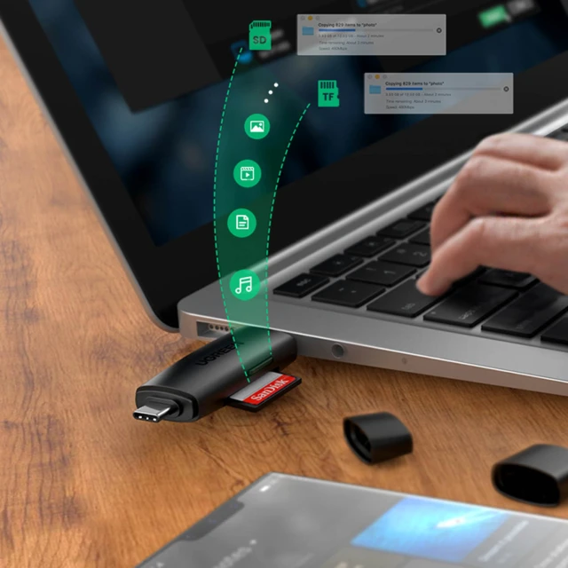 Адаптер Ugreen USB-A/USB-C to SD/micro SD Black (6957303805860)
