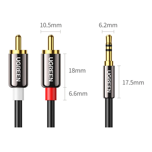 Кабель Ugreen Mini Jack 3.5mm to 2x RCA 5m Black (6957303807093)