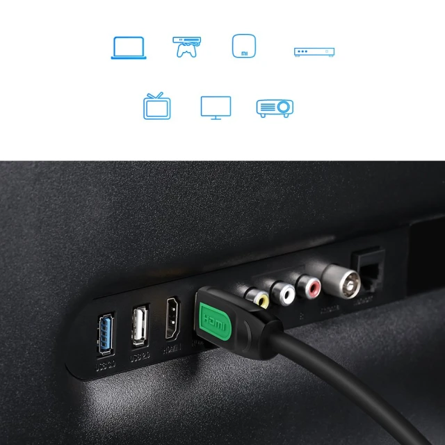 Кабель Ugreen HDMI 2.0 19pin 4K 60Hz 30AWG 2m Black (UGR347BLKYEL)