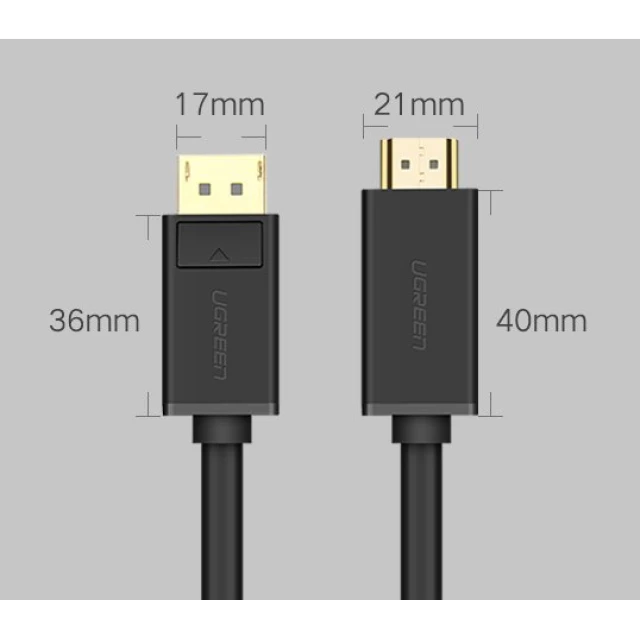 Кабель Ugreen DisplayPort to HDMI 4K 30Hz 32AWG 1.5m Black (6957303812394)