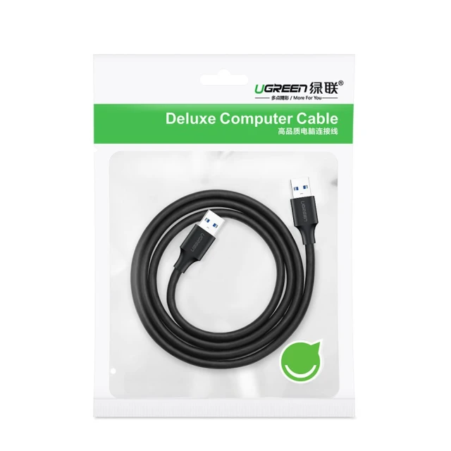 Кабель Ugreen USB-A 2.0 to USB-A 2.0 0.5m Black (6957303813087)