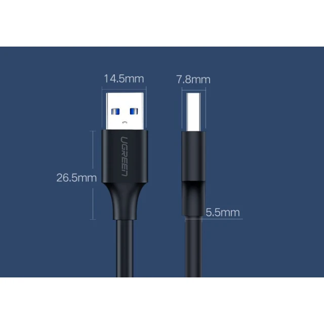 Кабель Ugreen USB-A 2.0 to USB-A 2.0 1m Black (6957303813094)
