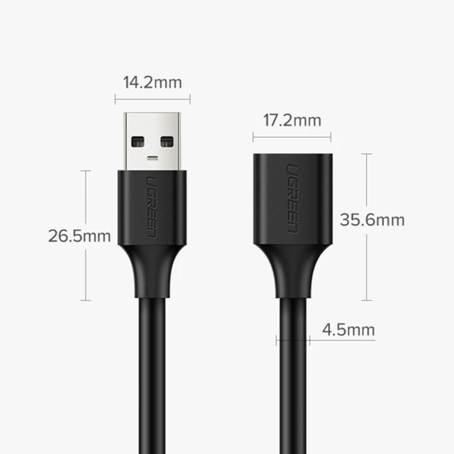 Кабель-подовжувач Ugreen USB-A (Male) to USB-A (Female) 480Mbps 1.5m Black (6957303813155)
