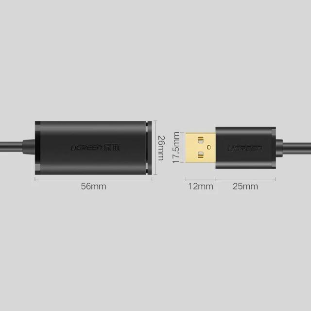 Кабель Ugreen Extension Cable USB 2.0 480 Mbps 10m Black (6957303813216)