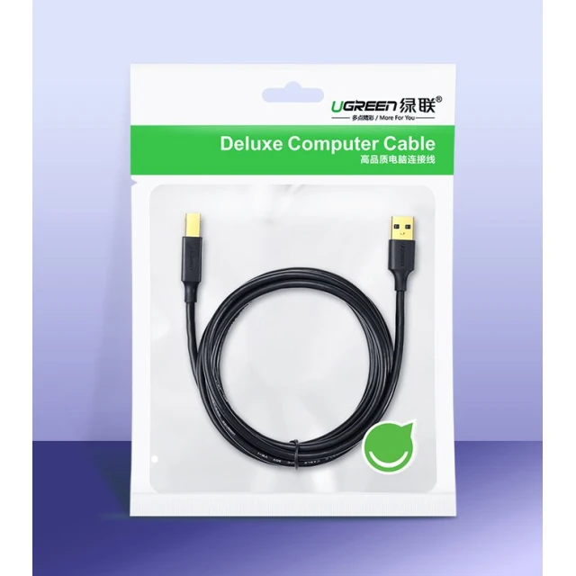 Кабель Ugreen USB Type-B to USB-A 2.0 480Mbps 1.5m Black (6957303813506)
