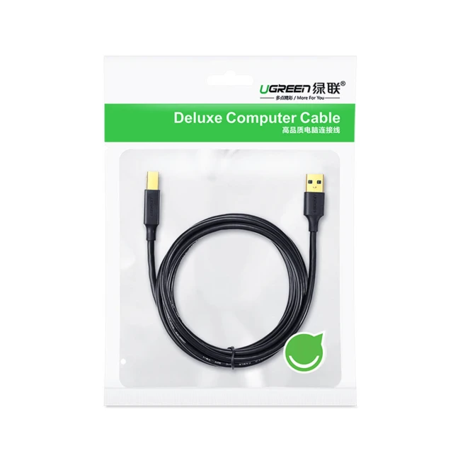 Кабель Ugreen USB-A to USB-B 480Mb/s 5m Black (6957303813520)