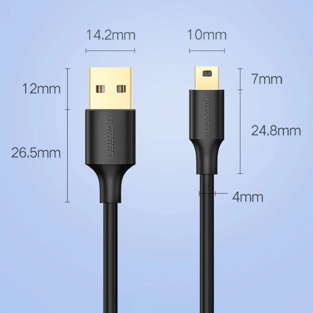 Кабель Ugreen USB-А to Mini USB 0.5m Black (6957303813544)