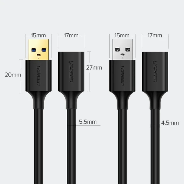 Адаптер Ugreen USB-A 3.0 to USB-A 3.0 1m Black (6957303813681)