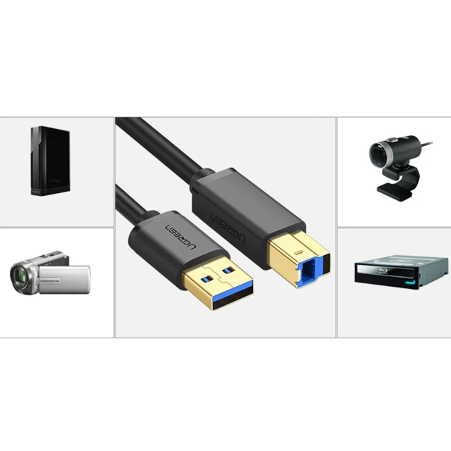 Кабель Ugreen USB-A to USB-B 5Gb/s 2m Black (6957303813728)