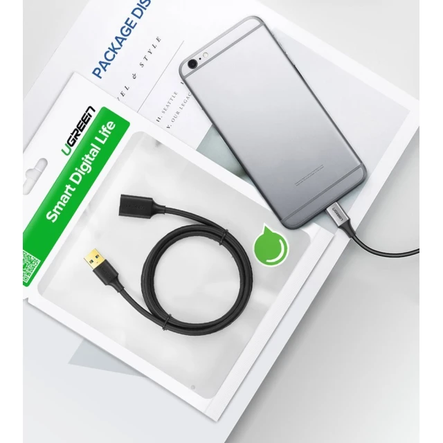 Адаптер Ugreen USB-A 3.0 to USB-A 3.0 2m Black (UGR058BLK)