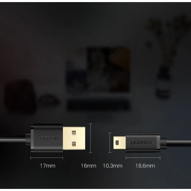 Кабель Ugreen USB-A to Mini USB 1.5m Black (UGR1141BLK)